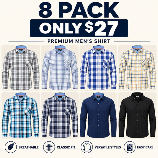 Clearance sale! Men's Plaid Button Down Shirts Cotton Long Sleeve Dress Shirts Regular Fit Gingham Shirts