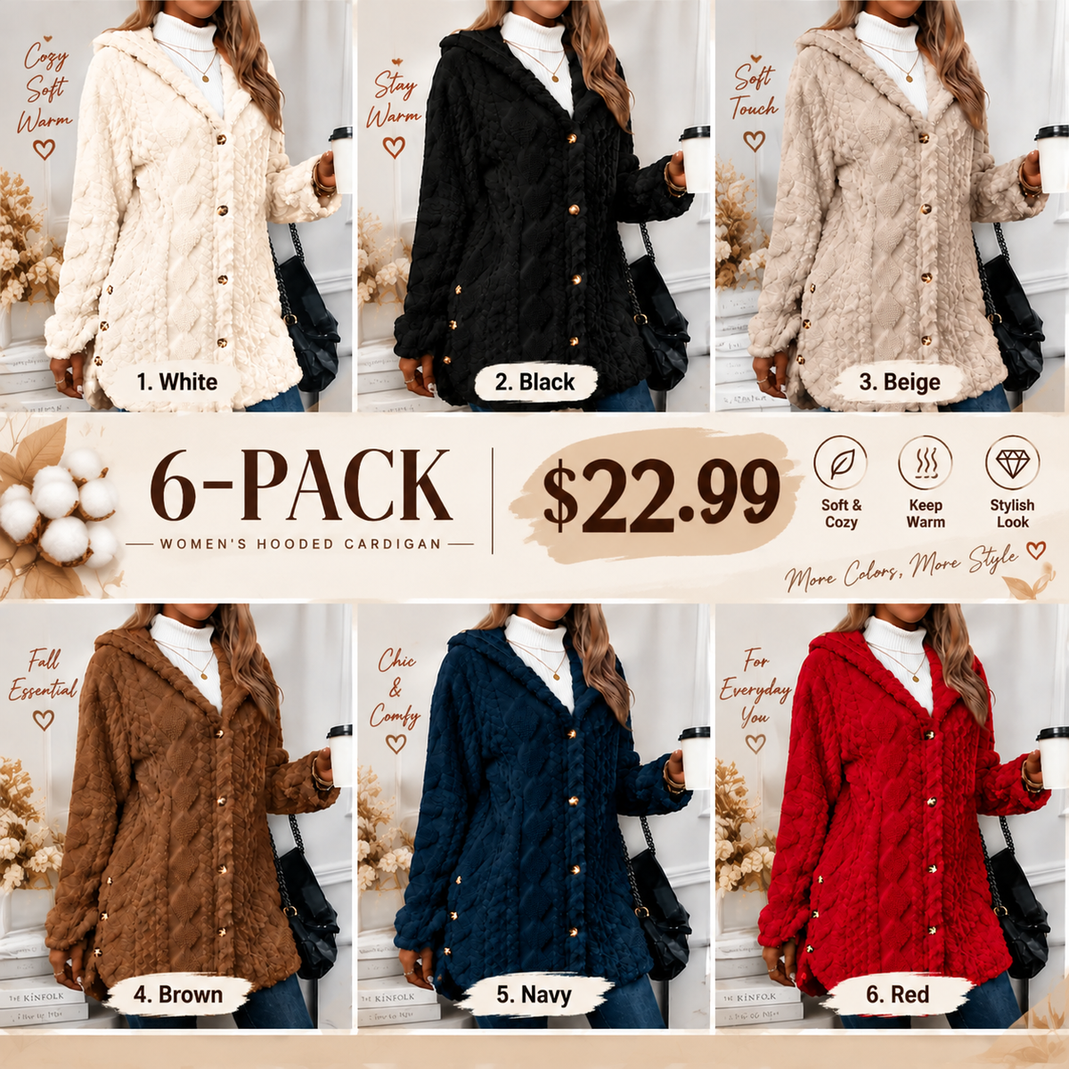 2026 Women's Hooded Cardigan Long Sleeve Coat