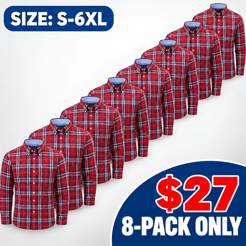 Clearance sale! Men's Plaid Button Down Shirts Cotton Long Sleeve Dress Shirts Regular Fit Gingham Shirts