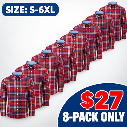 Clearance sale! Men's Plaid Button Down Shirts Cotton Long Sleeve Dress Shirts Regular Fit Gingham Shirts
