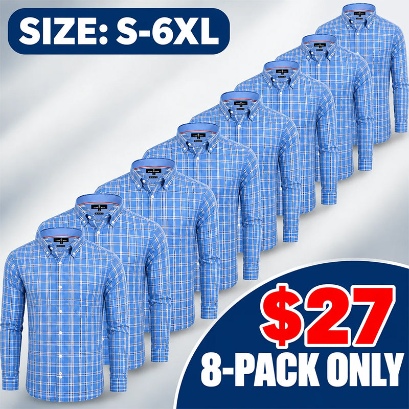 Clearance sale! Men's Plaid Button Down Shirts Cotton Long Sleeve Dress Shirts Regular Fit Gingham Shirts