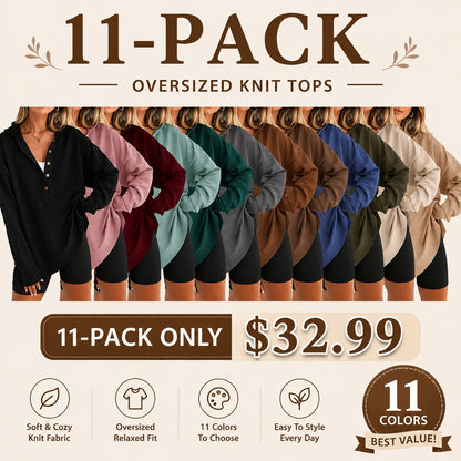Women's Oversized Button V-Neck Hoodie Sweatshirt Long SIeeve Side Slit Casual Fall Pullover  Top