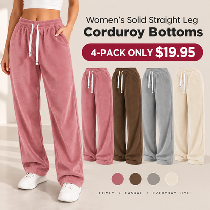 Women's Solid Straight Leg Corduroy Bottoms