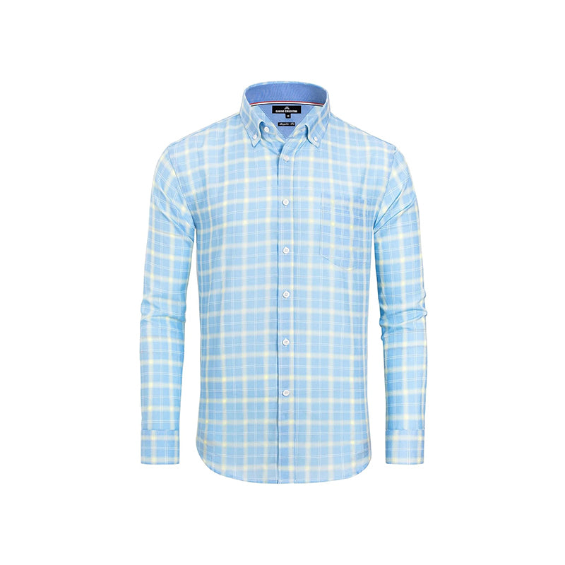Clearance sale! Men's Plaid Button Down Shirts Cotton Long Sleeve Dress Shirts Regular Fit Gingham Shirts