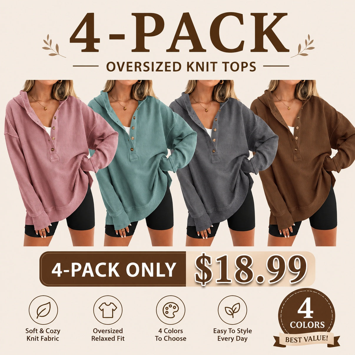 Women's Oversized Button V-Neck Hoodie Sweatshirt Long SIeeve Side Slit Casual Fall Pullover  Top
