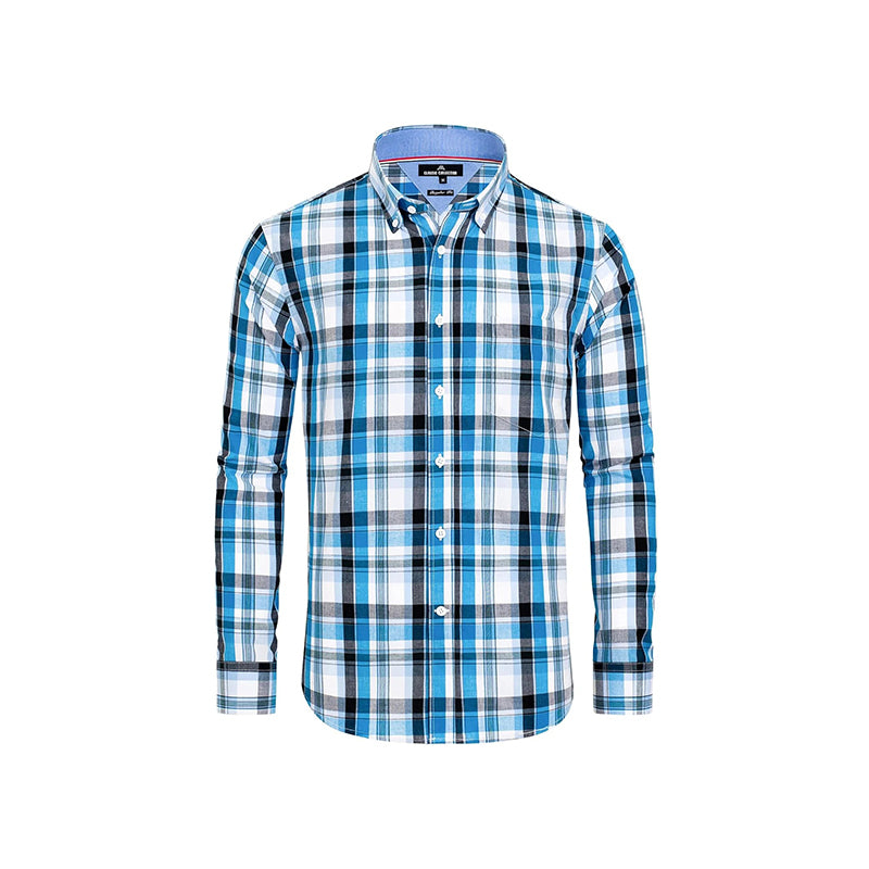 Clearance sale! Men's Plaid Button Down Shirts Cotton Long Sleeve Dress Shirts Regular Fit Gingham Shirts