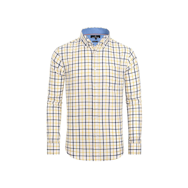Clearance sale! Men's Plaid Button Down Shirts Cotton Long Sleeve Dress Shirts Regular Fit Gingham Shirts