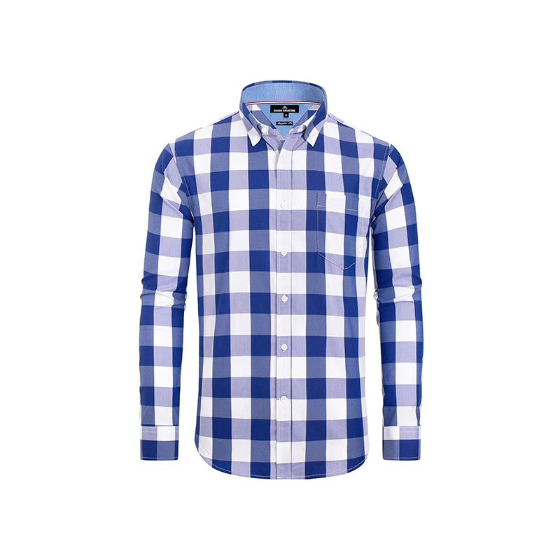 Clearance sale! Men's Plaid Button Down Shirts Cotton Long Sleeve Dress Shirts Regular Fit Gingham Shirts