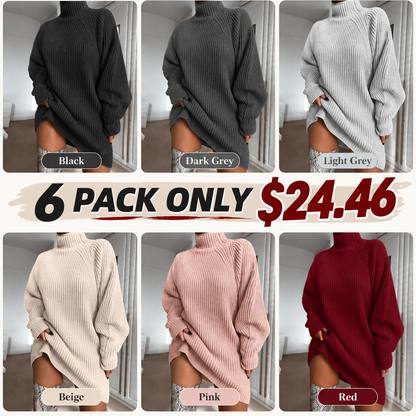 Cozy High Neck, Flattering Relaxed Drape | Women's Knit Sweater Dress