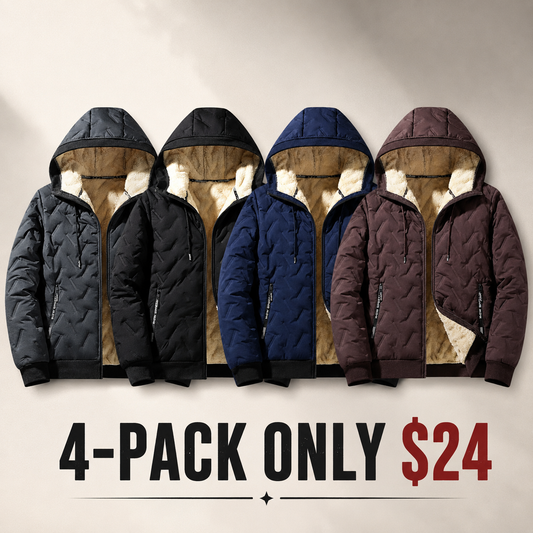 Men's Solid Baggy Fleece Lined Winter Jacket, Casual Hooded Windproof Full Zip Long Sleeve Outerwear for Outdoor Commute