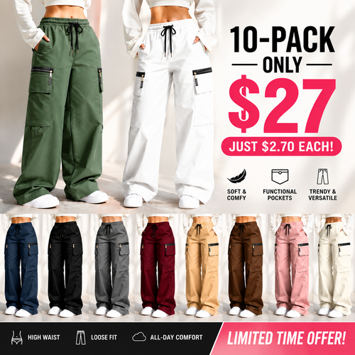 ⚡FINAL SALE 🔥Women’s lightweight loose cargo pants with multiple pockets