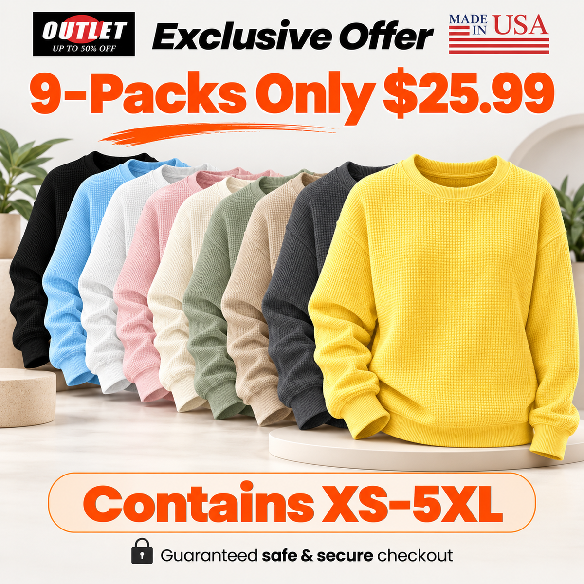 CLEARANCE SALE🔥Women's Waffle Knit Crewneck Sweatshirt